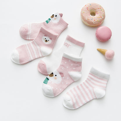 5Pairs/lot 0-2Y Infant Baby Socks Baby Socks for Girls Cotton Mesh Cute Newborn Boy Toddler Socks Baby Clothes Accessories