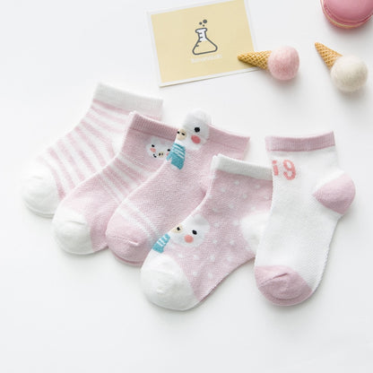 5Pairs/lot 0-2Y Infant Baby Socks Baby Socks for Girls Cotton Mesh Cute Newborn Boy Toddler Socks Baby Clothes Accessories