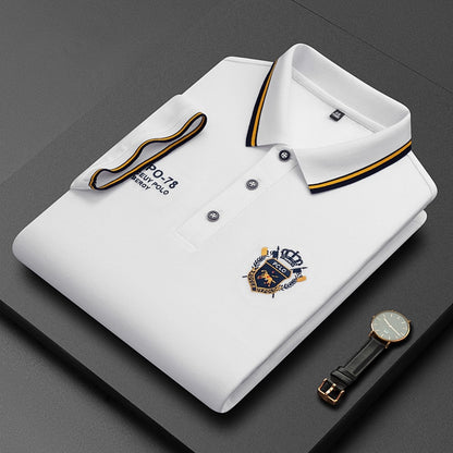 Summer Korean Fashion Men's Polo Shirt Luxury Embroidered Cotton Lapel Collar Short Sleeves Tops