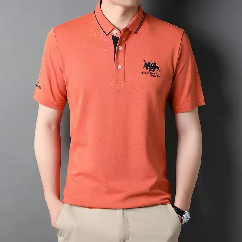 Breathable High quality men's cotton embroidered polo shirt 2023 summer new high-end business casual Lapel short sleeve T-shirt