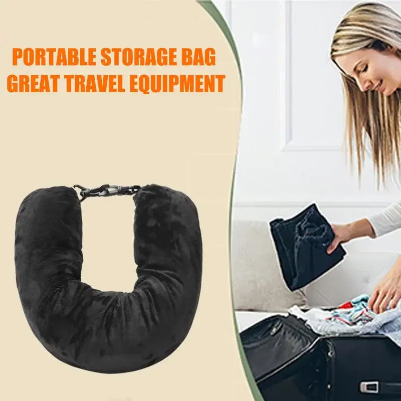 Fillable Neck Pillow Space-saving Travel Storage Bag Pillow Refillable Fillable Clothes Neck Support Cushion for Train Airplane