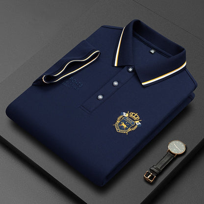 Summer Korean Fashion Men's Polo Shirt Luxury Embroidered Cotton Lapel Collar Short Sleeves Tops