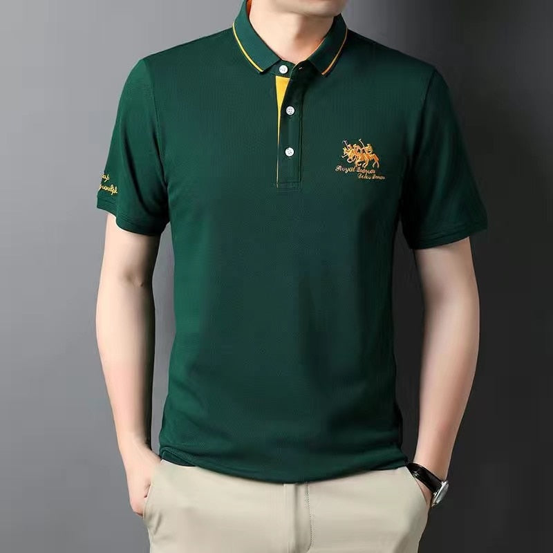 Breathable High quality men's cotton embroidered polo shirt 2023 summer new high-end business casual Lapel short sleeve T-shirt