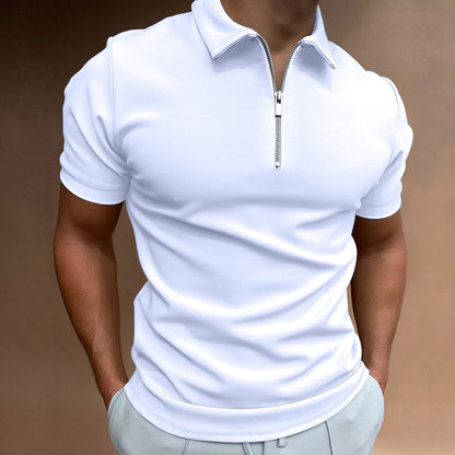 NEW Men's Solid Color Polo Shirt Short Sleeve Turn-Down Collar Zipper Polo Shirt&for Men Casual Streetwear 2022 Summer Male Tops